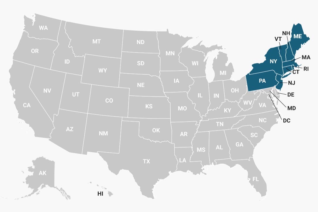 Map of Northeastern U.S.